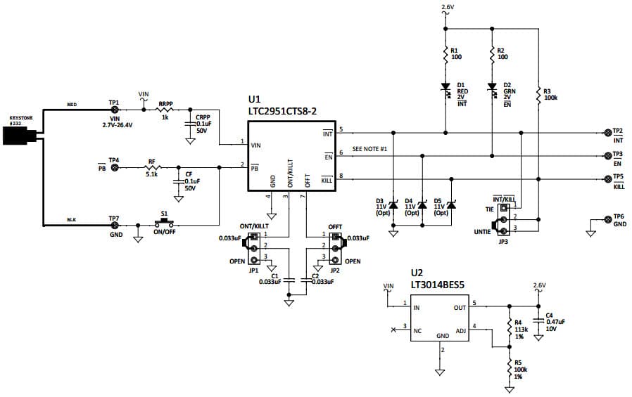 DC826C-B, Demo Board for the LTC2951-2 Push-Button On/Off Controller