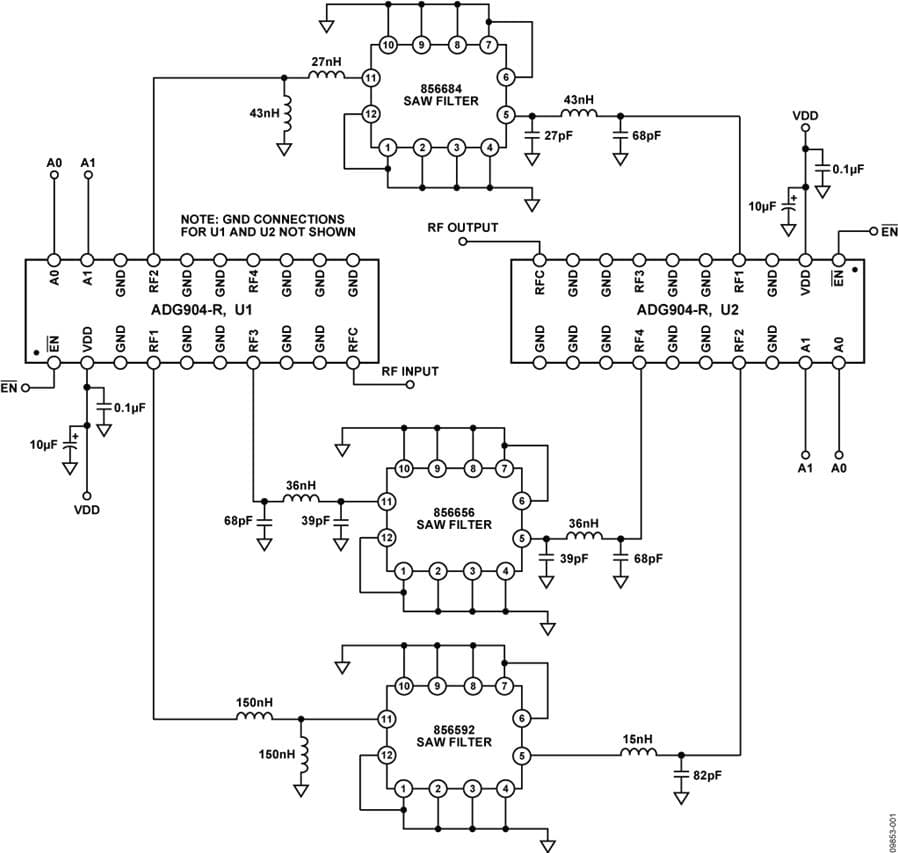 IF Band-Pass Filter Bank Switching Network based on ADG904-R for Wireless Infrastructure