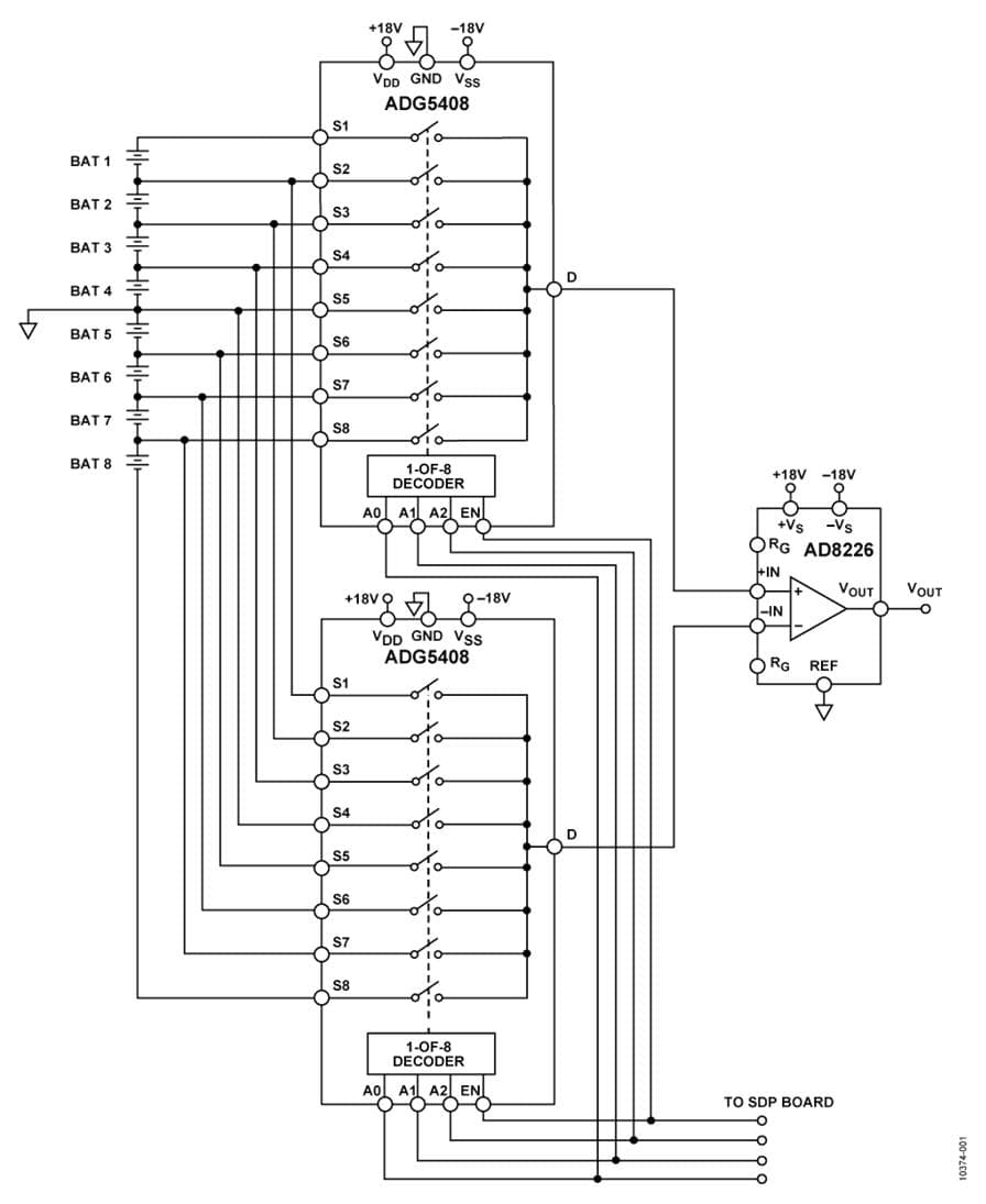 A Robust, Low Power, Battery Monitoring Circuit Front End Using ADG5409 Analog Multiplexer