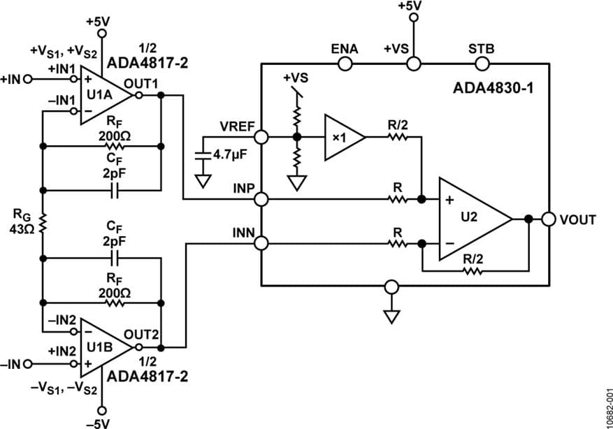 High Speed FET Input Instrumentation Amplifier with Low Input Bias Current and High AC Common-Mode Rejection