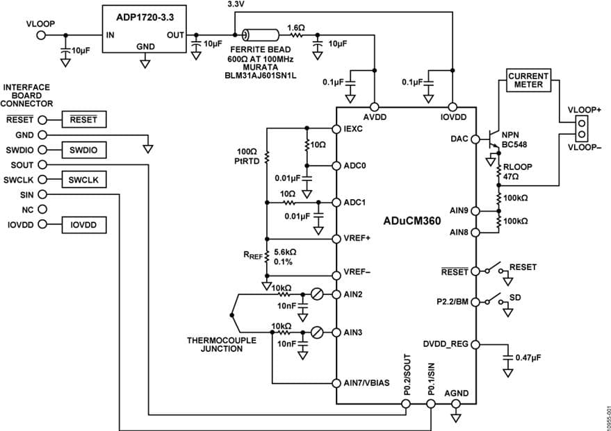 12-Bit, 4-20mA Loop-Powered Thermocouple Measurement System based on ADuCM360 Using ARM Cortex-M3