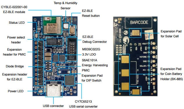 S6SAE101A00SA1002, Solar Powered IoT Device Development Kit provides an easy- to-use platform for the development of a solar-powered IoT device with BLE wireless connectivity