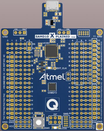 ATSAMD10-XMINI, SAM D10 Xplained Mini Evaluation Kit is a hardware platform to evaluate the ATSAMD10 Microcontroller