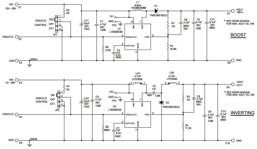 DC2018A, Demo Board for LT8330 Low IQ Boost/SEPIC/Inverting Converter with 1A, 60V Switch