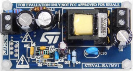 STEVAL-ISA176V1, Evaluation Board for ALTAIR05T-800, 5W wide range CV-CC optoless adapter