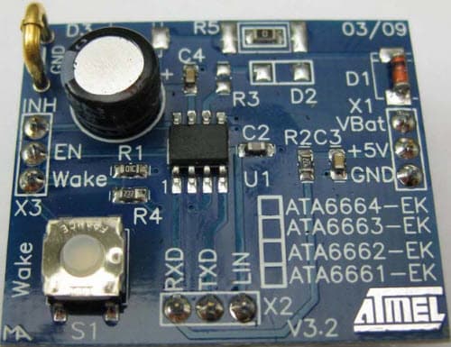 ATA6664-EK, Development Board for the ATA6661 LIN Transceiver