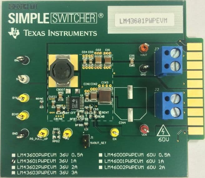 LM43601PWPEVM, Evaluation Module for the LM43601PWP Synchronous Step-Down Converter