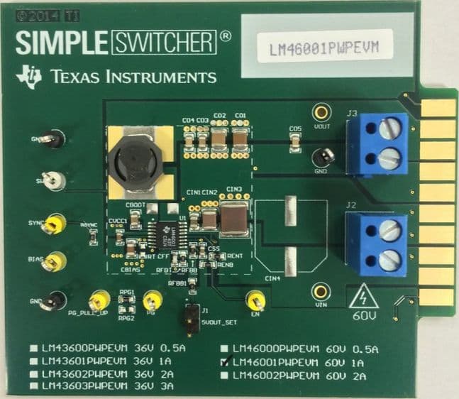 LM46001PWPEVM, Evaluation Module for the LM46001PWP Synchronous Step-Down Converter