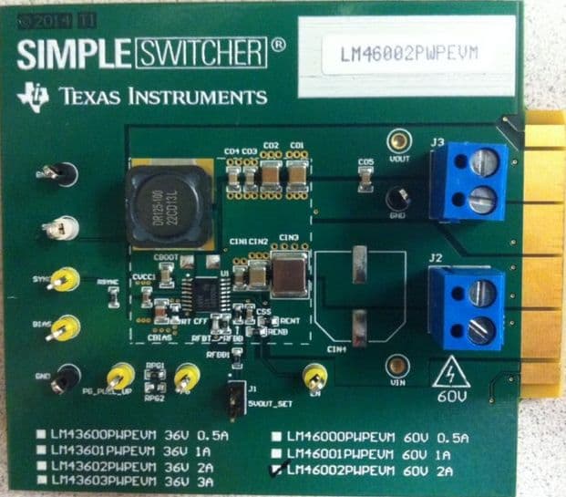 LM46002PWPEVM, Evaluation Module for the LM46002PWP Synchronous Step-Down Converter