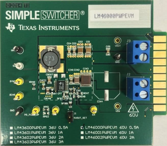 LM46000PWPEVM, Evaluation Module for the LM46000PWP Synchronous Step-Down Converter