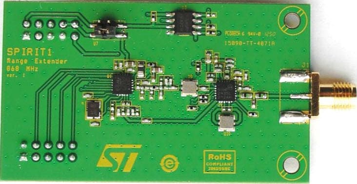 STEVAL-IKR001V8D, SPIRIT1 868-MHz low data rate Transceiver Daughter Board with range extender