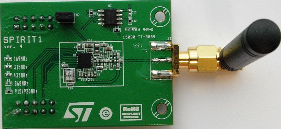 STEVAL-IKR002V5D, SPIRIT1 915-MHz low data rate Transceiver Daughter Board