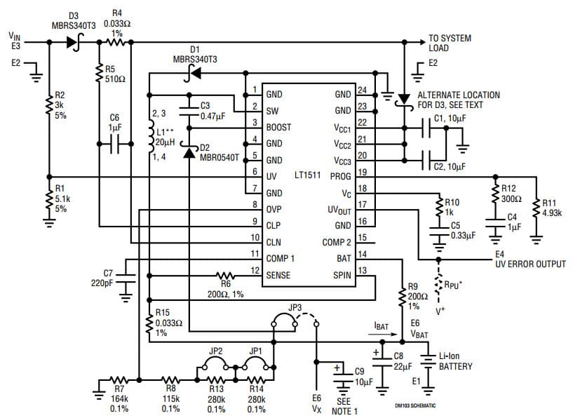 DC103A, Demo Board for LT1511, 3A CONSTANT CURRENT/CONSTANT VOLTAGE BATTERY CHARGER