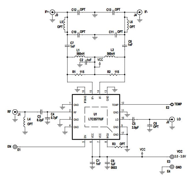 DC2070A, Demo Board Using LTC5577, 300MHz to 6GHz High Signal Level Active Down-Converting Mixer