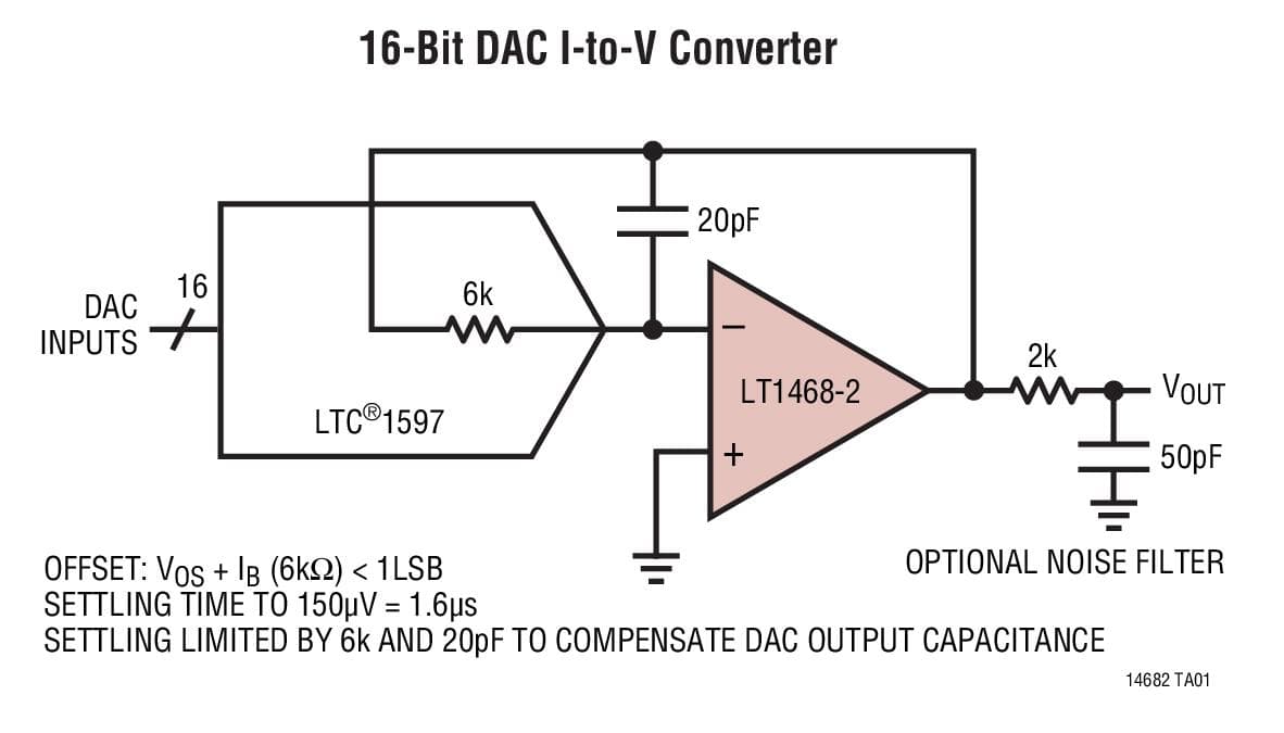 Typical Application for LT1468-2 - 200MHz, 30V/us 16-Bit Accurate AV= 2 Op-Amp