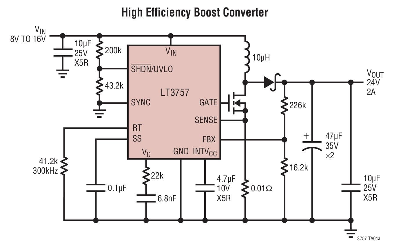 Typical Application for LT3757 - Boost, Flyback, SEPIC and Inverting Controller