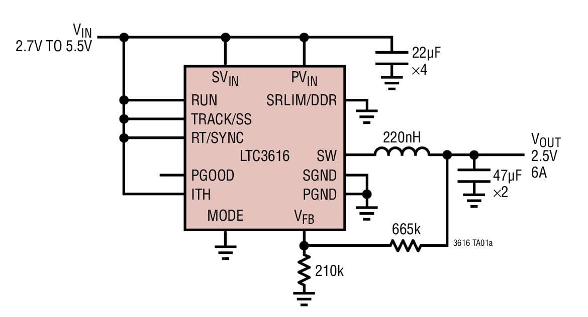 Typical Application for LTC3616 -6A, 4MHz Monolithic Synchronous Step-Down DC/DC Converter