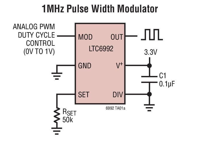 Typical Application for LTC6992 TimerBlox: Voltage-Controlled Pulse Width Modulator (PWM)