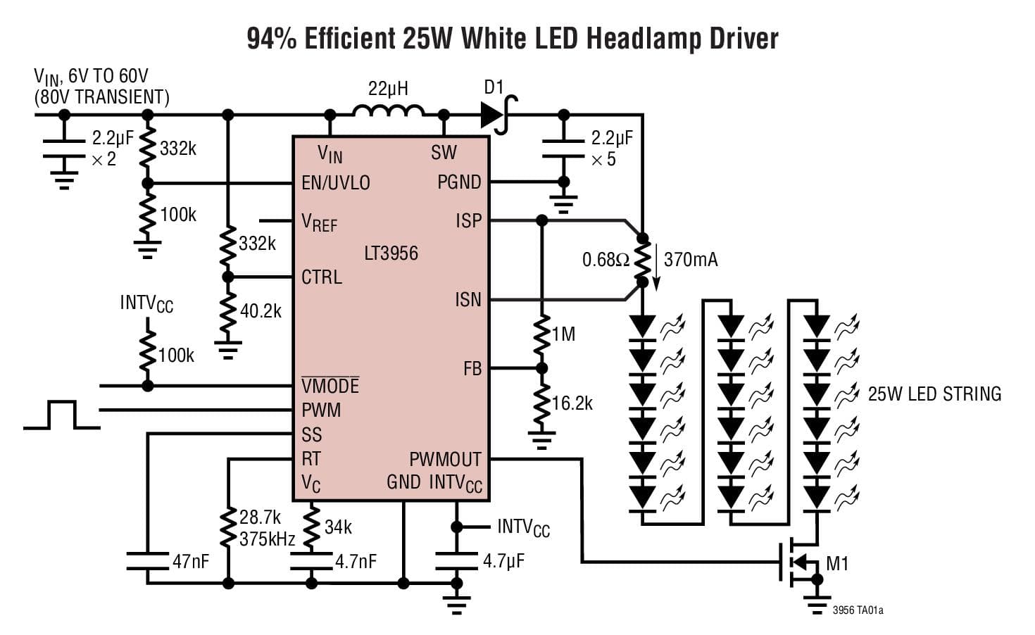 Typical Application for LT3956 - 80VIN, 80VOUT Constant-Current, Constant-Voltage Converter