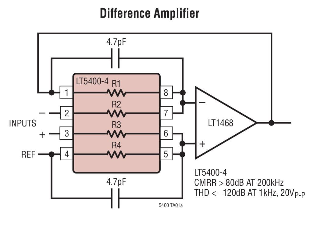 Typical Application for LT5400 Quad Matched Resistor Network