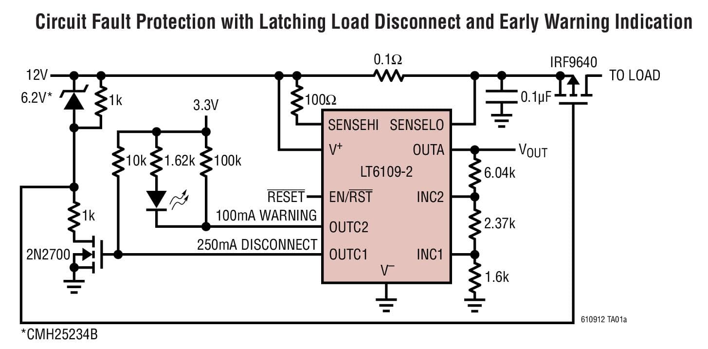 Typical Application for LT6109 - High Side Current Sense Amplifier with Reference and Comparators