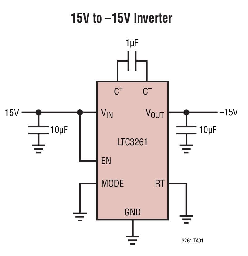 Typical Application for LTC3261 - High Voltage, Low Quiescent Current Inverting Charge Pump