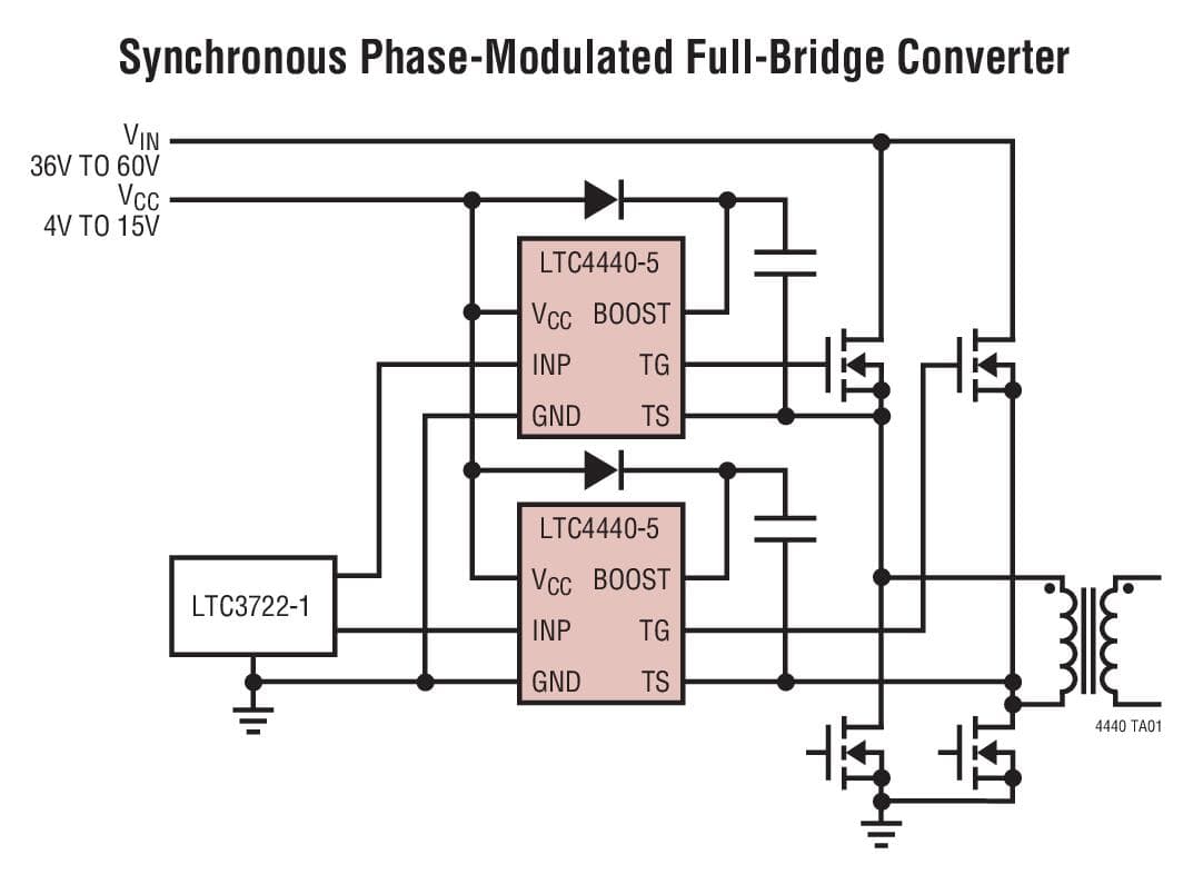 Typical Application for LTC4440-5 - High Speed, High Voltage, High Side Gate Driver