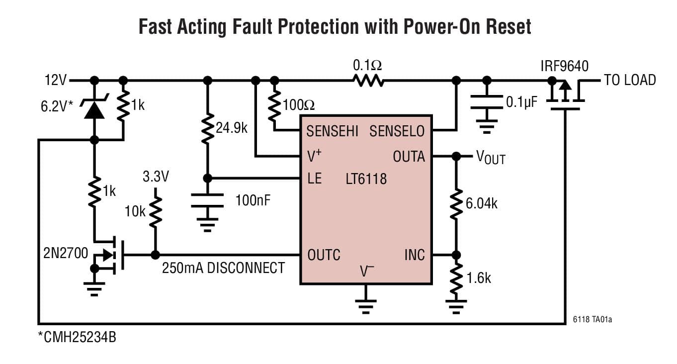 Typical Application for LT6118 - Current Sense Amplifier, Reference and Comparator with POR