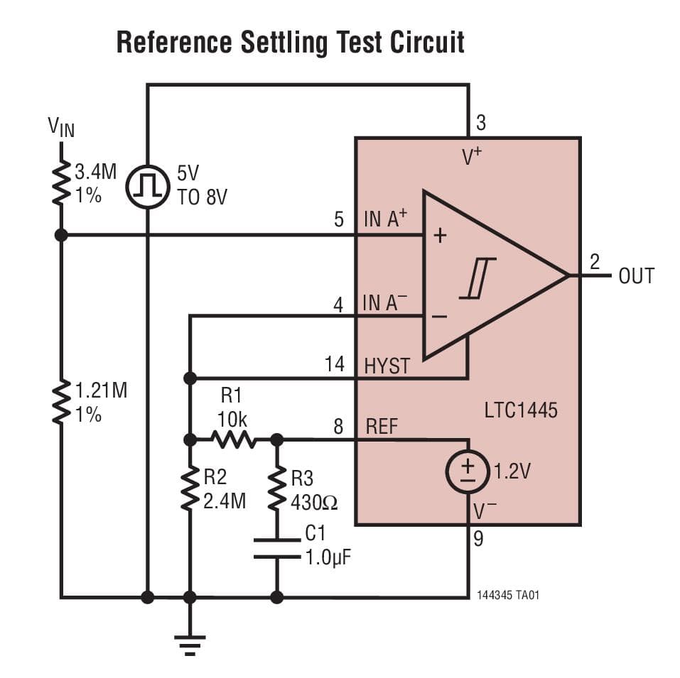 Typical Application for LTC1445 - Ultra Low Power Quad Comparators with Reference