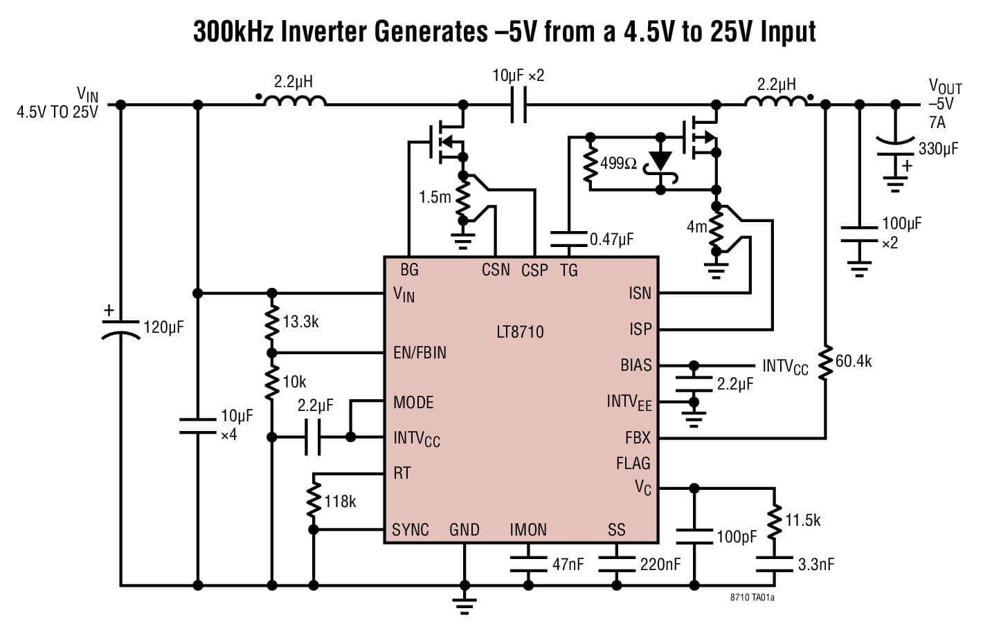 Typical Application for LT8710 - Synchronous SEPIC/Inverting/Boost Controller with Output Current Control