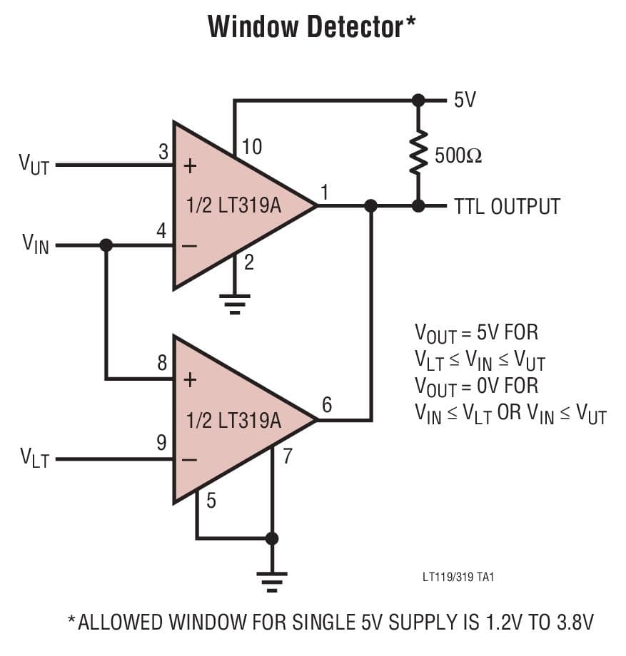 Typical Application for LT119A - Dual Comparator