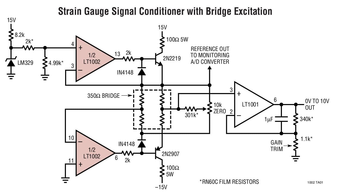 Typical Application for LT1002 - Dual, Matched Precision Operational Amplifier