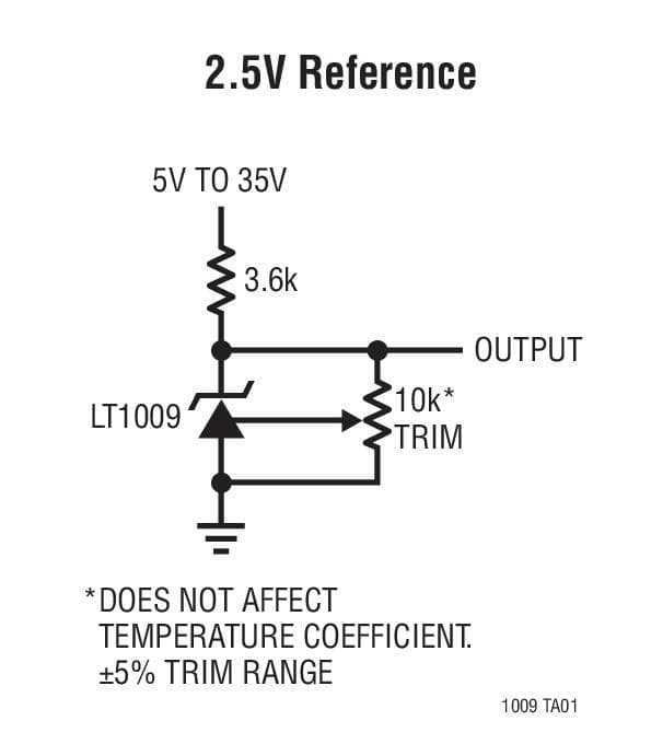 Typical Application for LT1009 Series - 2.5V Reference