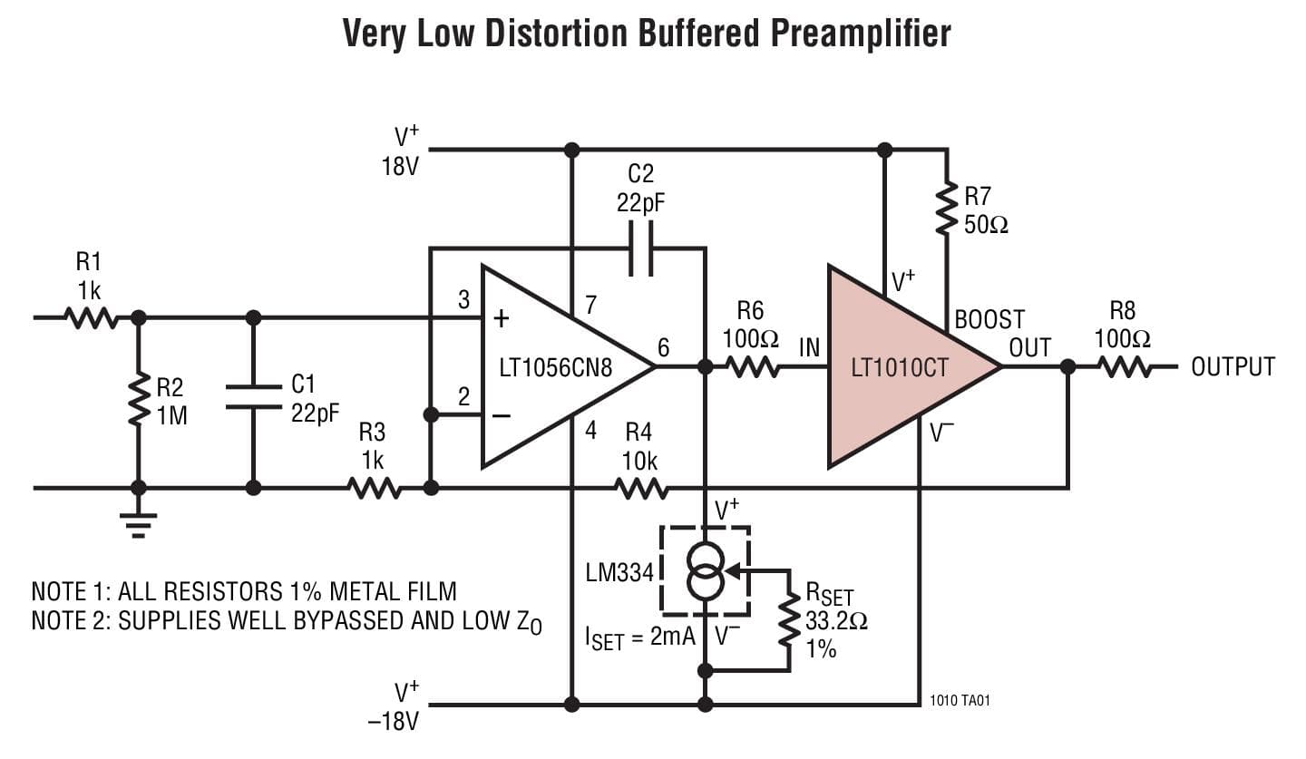 Typical Application for LT1010 - Fast 150mA Power Buffer