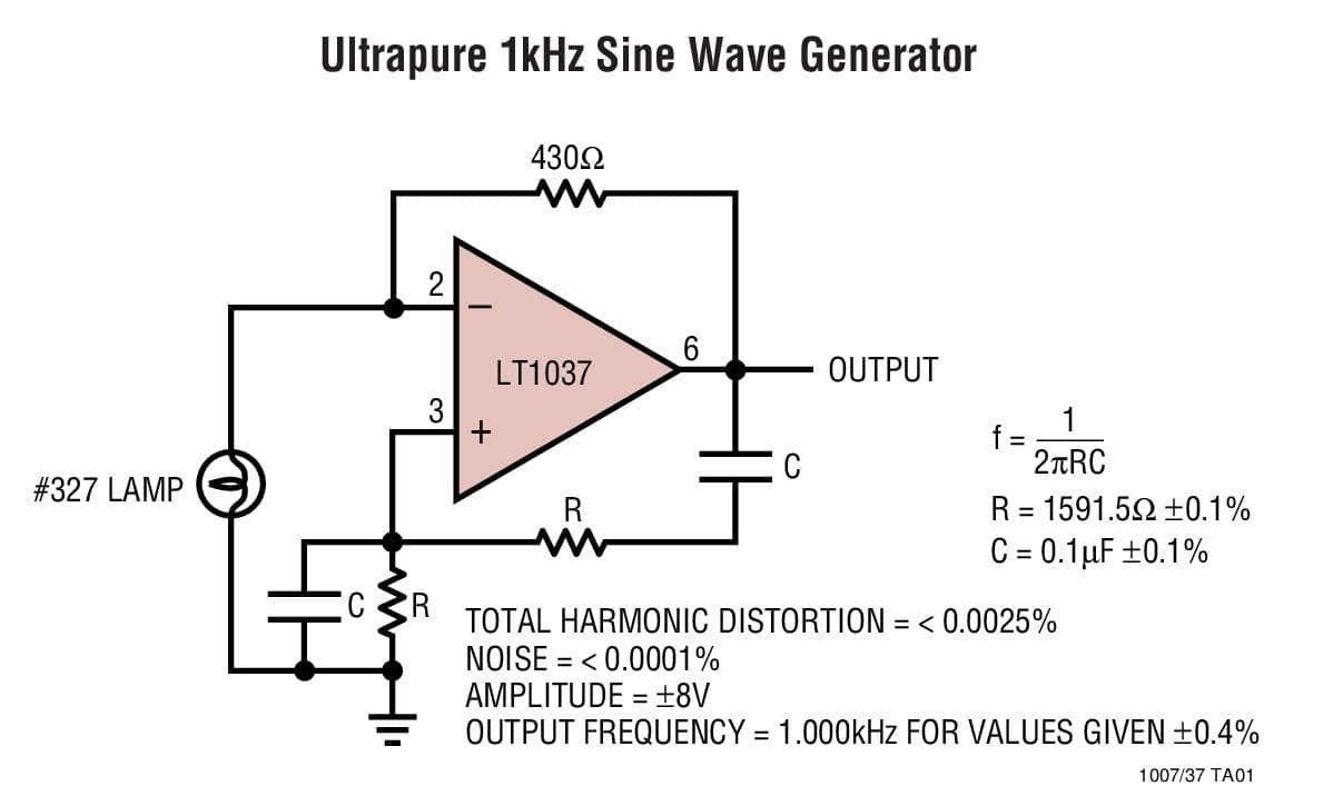 Typical Application for LT1007 - Low Noise, High Speed Precision Operational Amplifiers