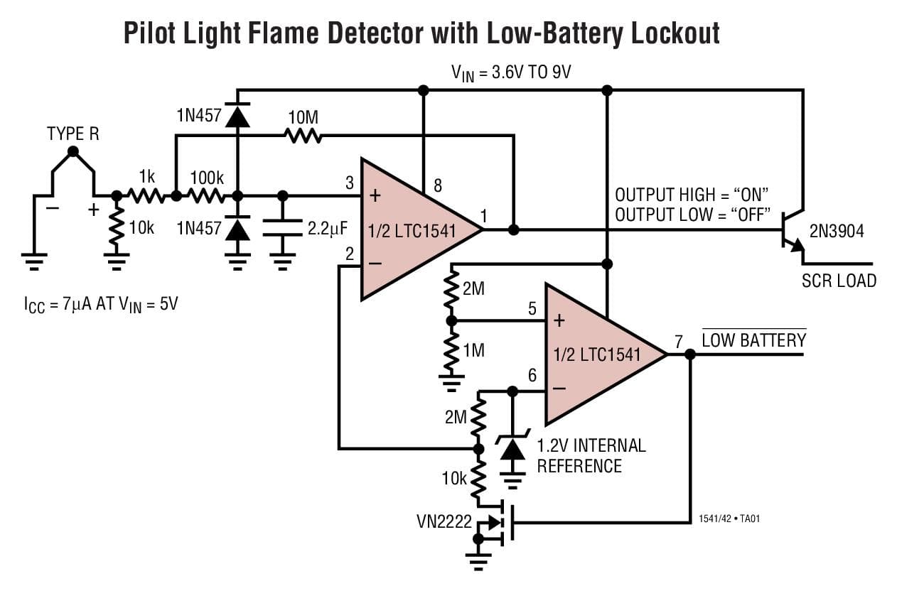 Typical Application for LTC1541 - Micro-power Op-Amp, Comparator and Reference