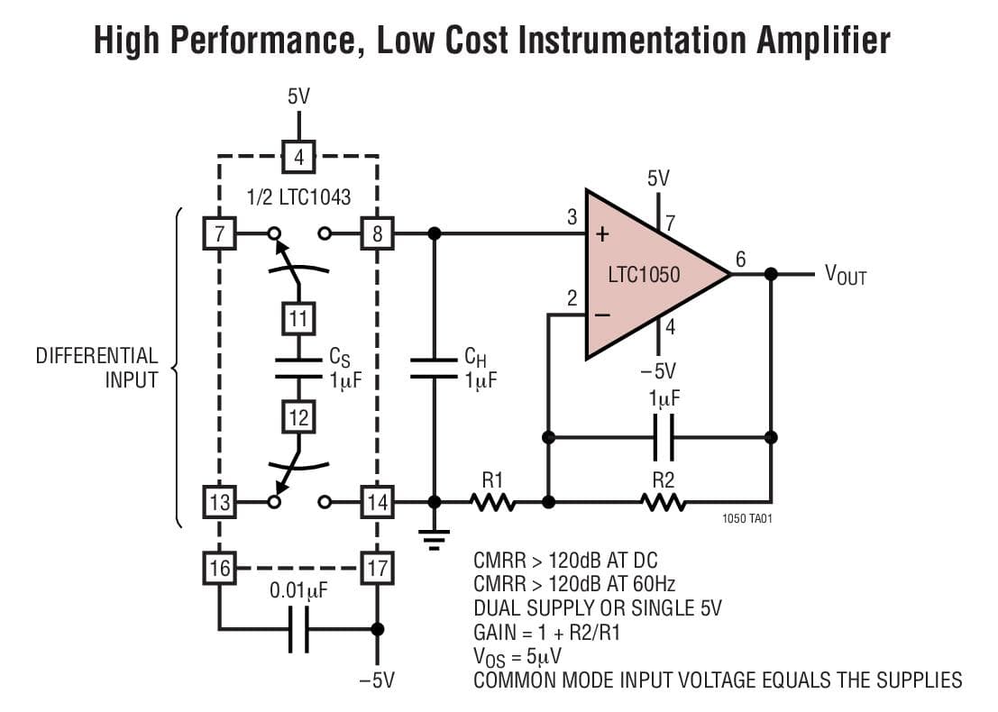 Typical Application for LTC1050 - Precision Zero-Drift Operational Amplifier with Internal Capacitors