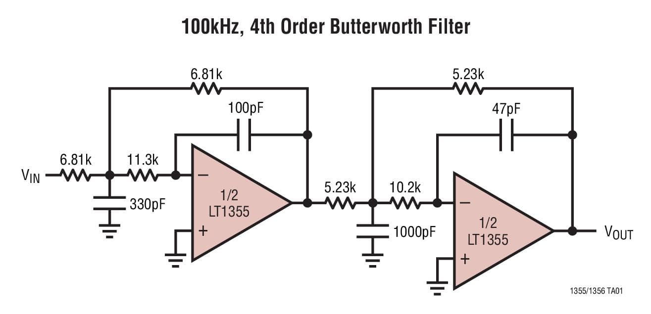 Typical Application for LT1355 - Dual 12MHz, 400V/us Op-Amps