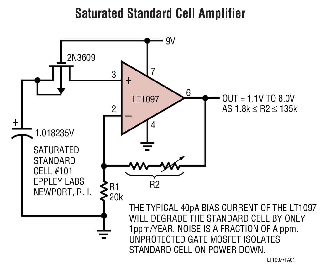 Typical Application for LT1097 - Low Cost, Low Power Precision Op-Amp