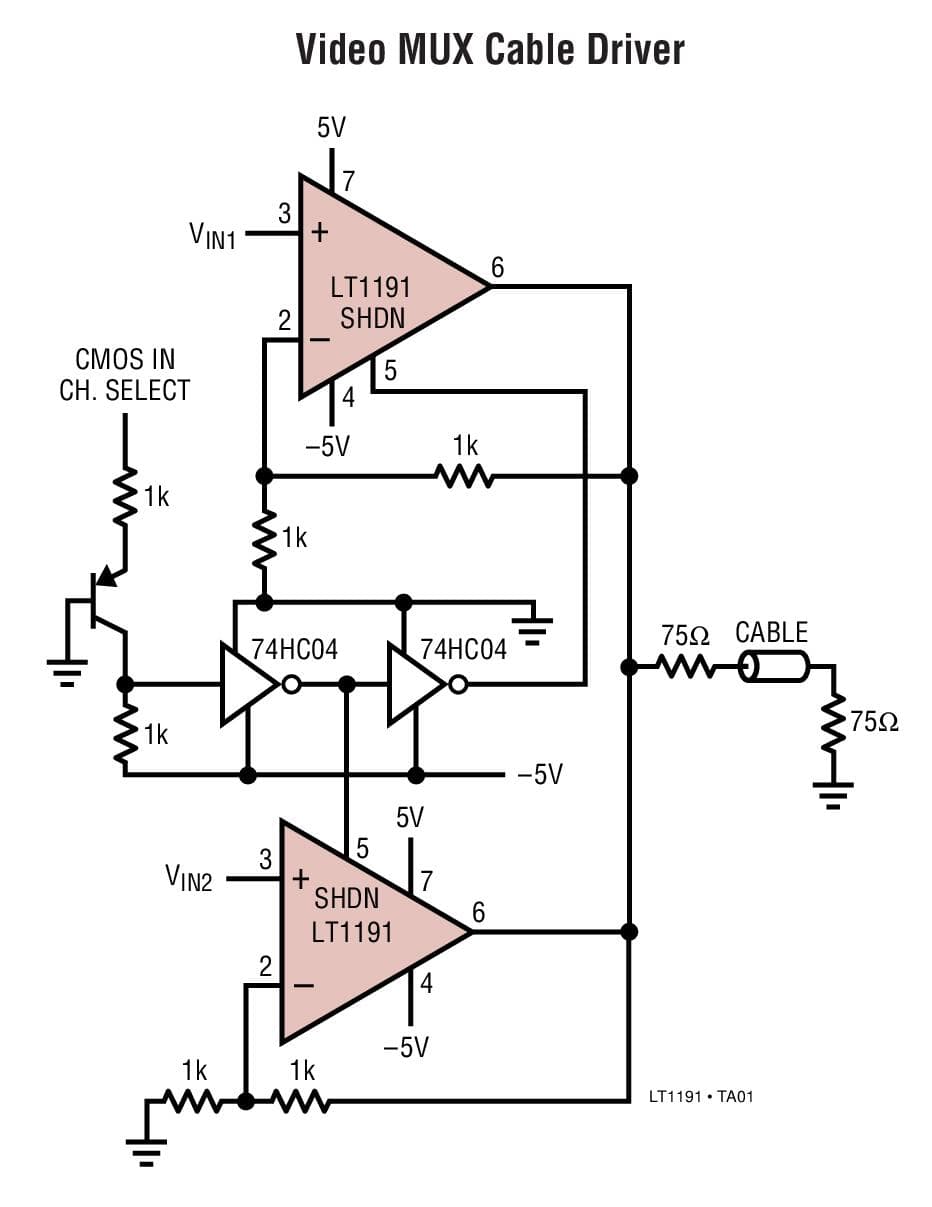 Typical Application for LT1191 - Ultra High Speed Operational Amplifier