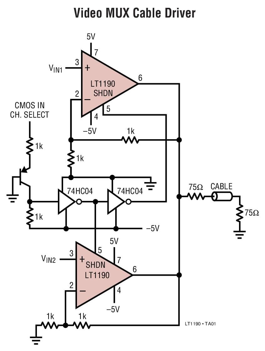 Typical Application for LT1190 - Ultrahigh Speed Operational Amplifier