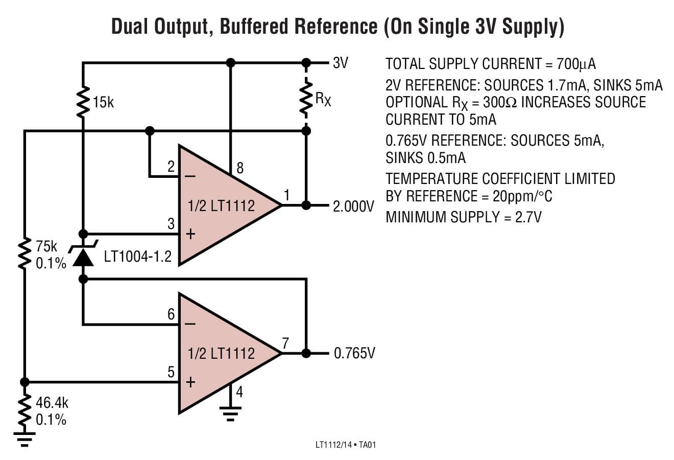 Typical Application for LT1114 - Dual/Quad Low Power Precision, Pico-Amp Input Op-Amps