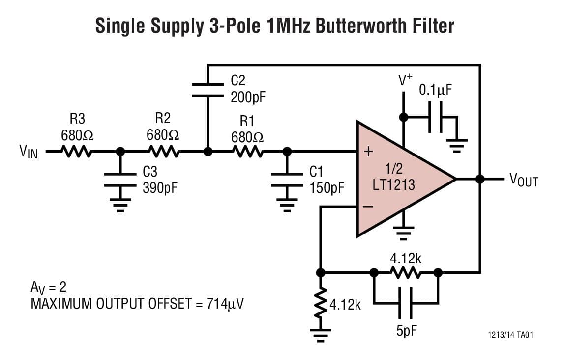 Typical Application for LT1213 28MHz Single Supply Dual Precision Op-Amps