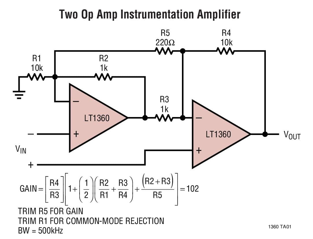 Typical Application for LT1360 50MHz Instrumentation Amplifier