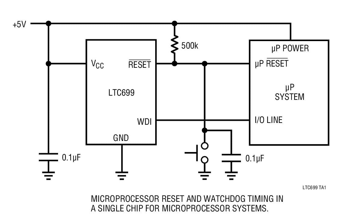 Typical Application for LTC699 - Microprocessor Supervisory Circuit