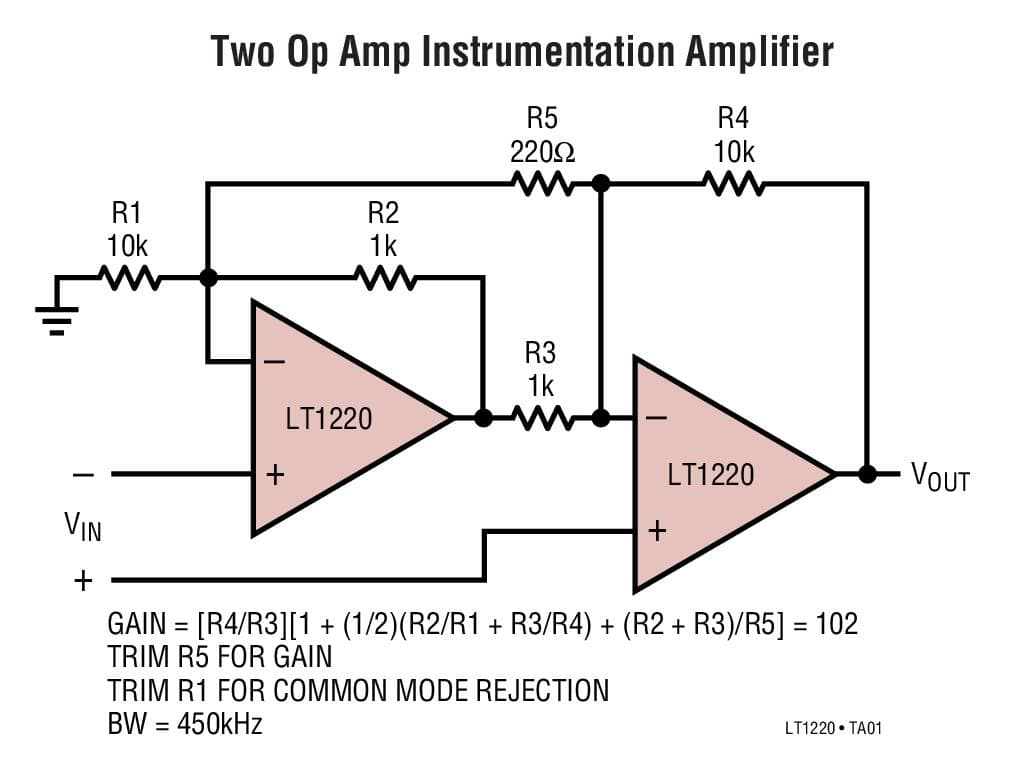 Typical Application for LT1220 - 45MHz, 250V/us Operational Amplifier