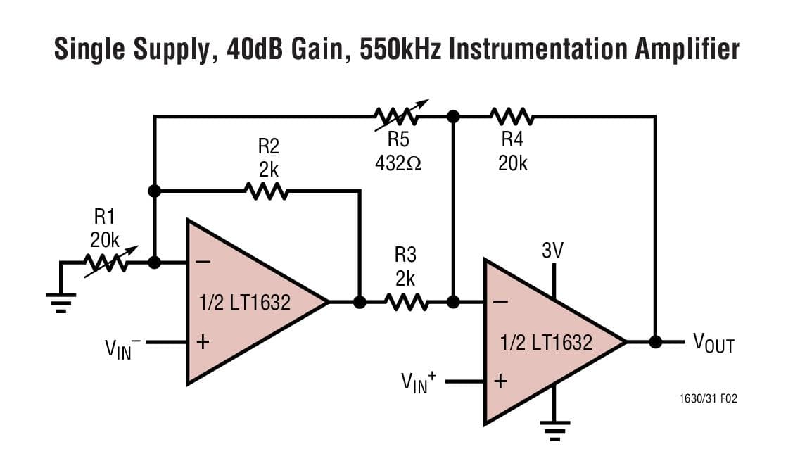 Typical Application for LT1632 45MHz Dual Rail-to-Rail Input and Output Precision Op-Amps