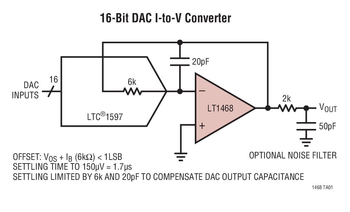 Typical Application for LT1468 - 90MHz, 22V/us 16-Bit Accurate Operational Amplifier