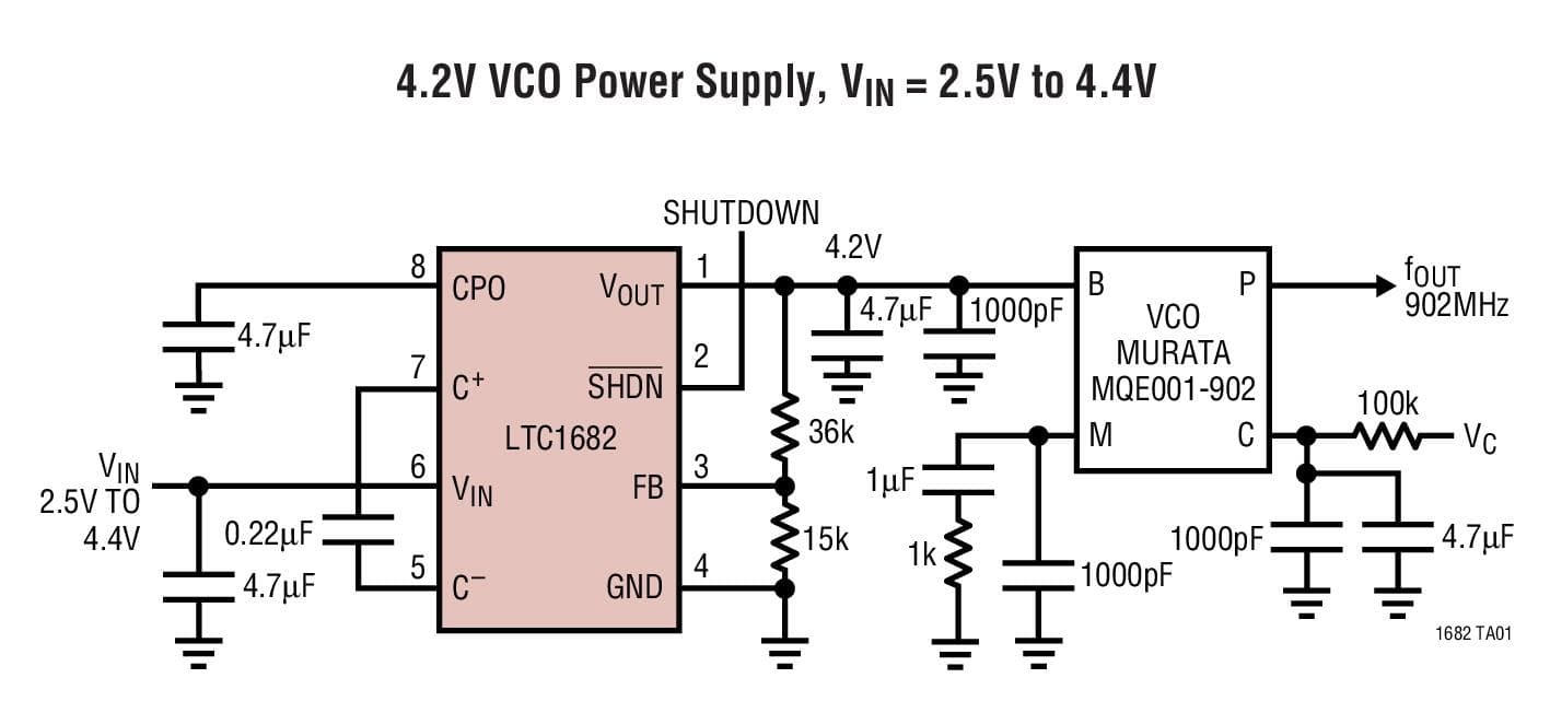 Typical Application for LTC1682 - Doubler Charge Pumps with Low Noise Linear Regulator