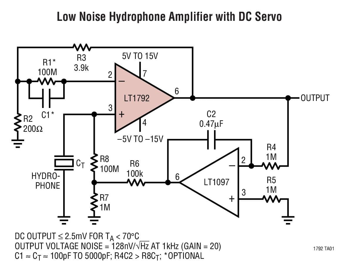 Typical Application for LT1792 Low Noise, Precision, JFET Input Op-Amp